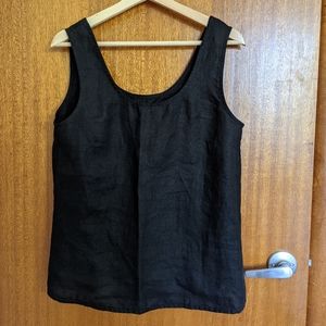 notPERFECTLINEN Porto tank top in black linen
